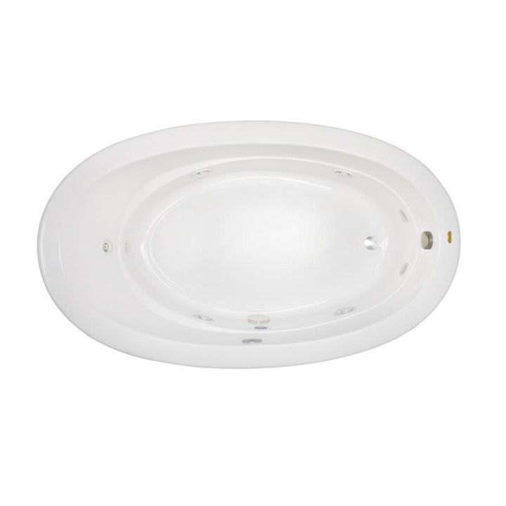 Jacuzzi Riva 72 in. x 42 in. Acrylic Right-Hand Drain Oval Drop-in Whirlpool Bathtub with Heater in White