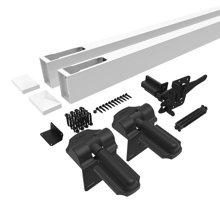 Freedom Emblem 6-ft H x Adjustable (3-ft to 5-ft) W White Vinyl Flat-top Fence Gate Kit No Dig (Unassembled)