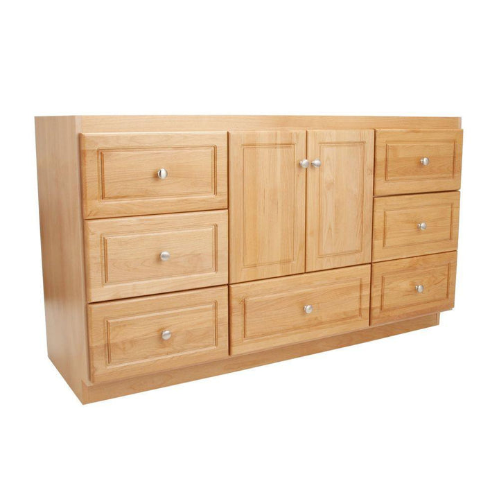 Ultraline 60 in. W x 21 in. D x 34.5 in. H Vanity for Center Basin Cabinet Only in Natural Alder - Super Arbor