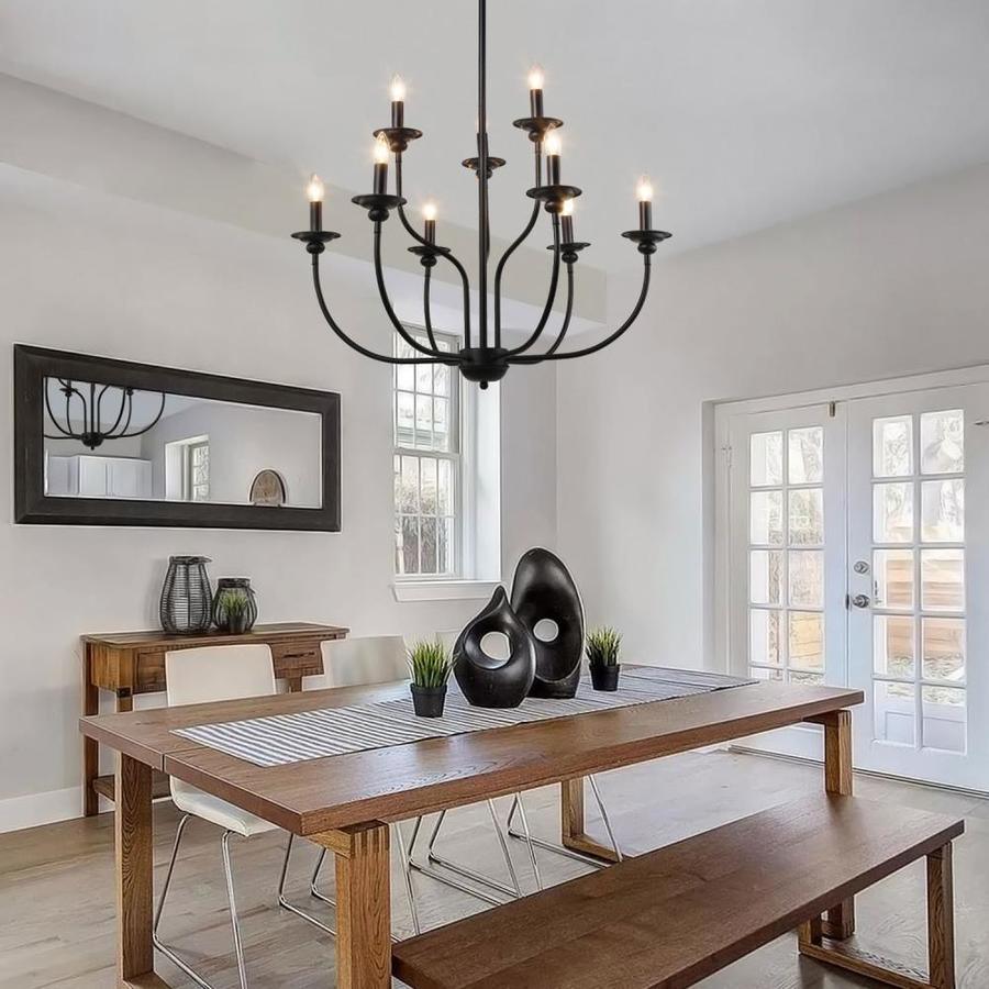 LNC Pict 9-Light Black Farmhouse Chandelier – Super Arbor