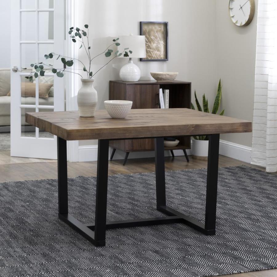 Walker Edison Reclaimed BarnWood Dining Table with Black Painted Wood ...