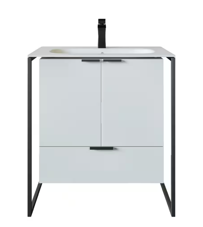 A single green leaf against a white background.