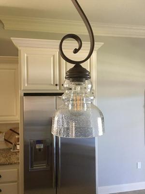 Portfolio 7-in H 6.5-in W Clear Seeded Seeded Glass Bell Pendant Light Shade - Super Arbor