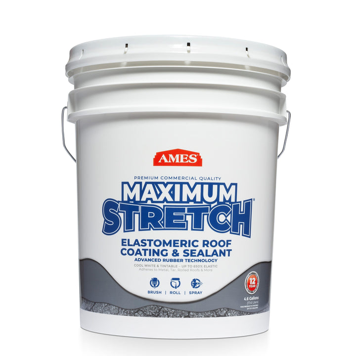 AMES Maximum Stretch 5-Gallon White Elastomeric Reflective Roof Coating & Sealant, 1-Year Limited Warranty