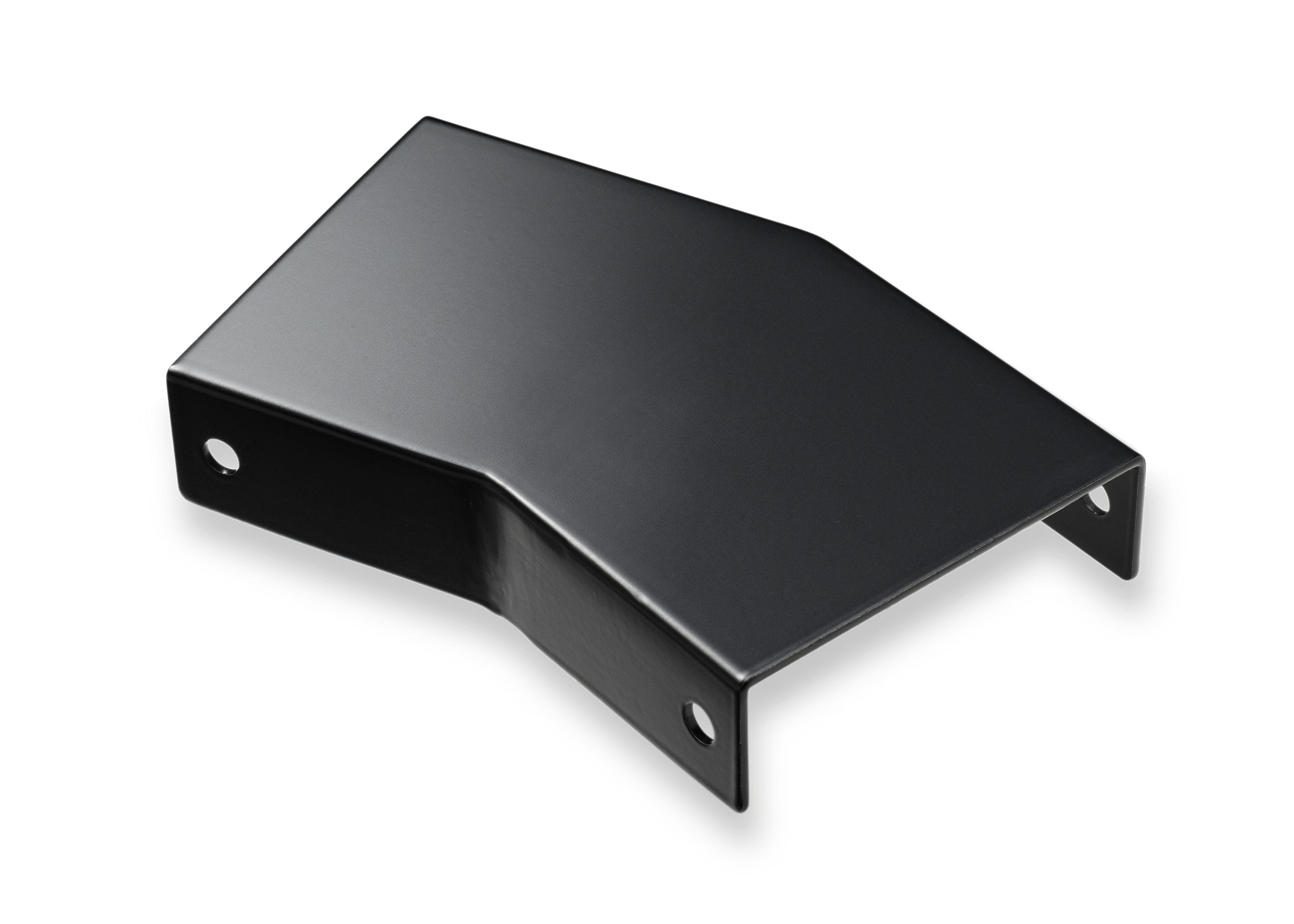 A single green leaf against a white background.