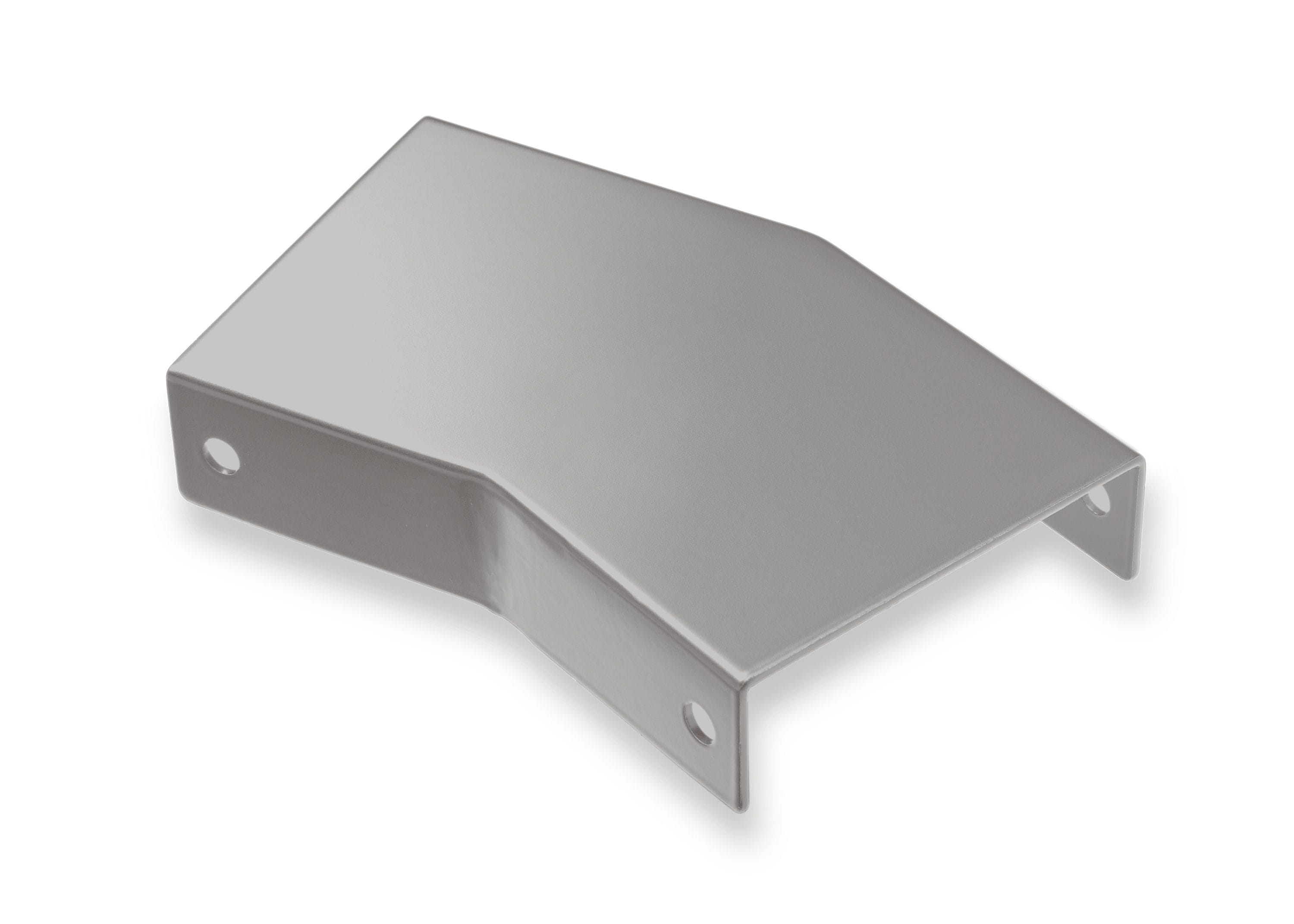 A single green leaf against a white background.