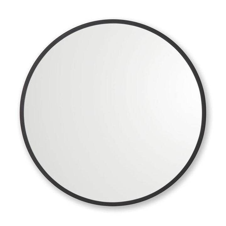24 in. x 24 in. Rubber Framed Round Bathroom Vanity Mirror in Black