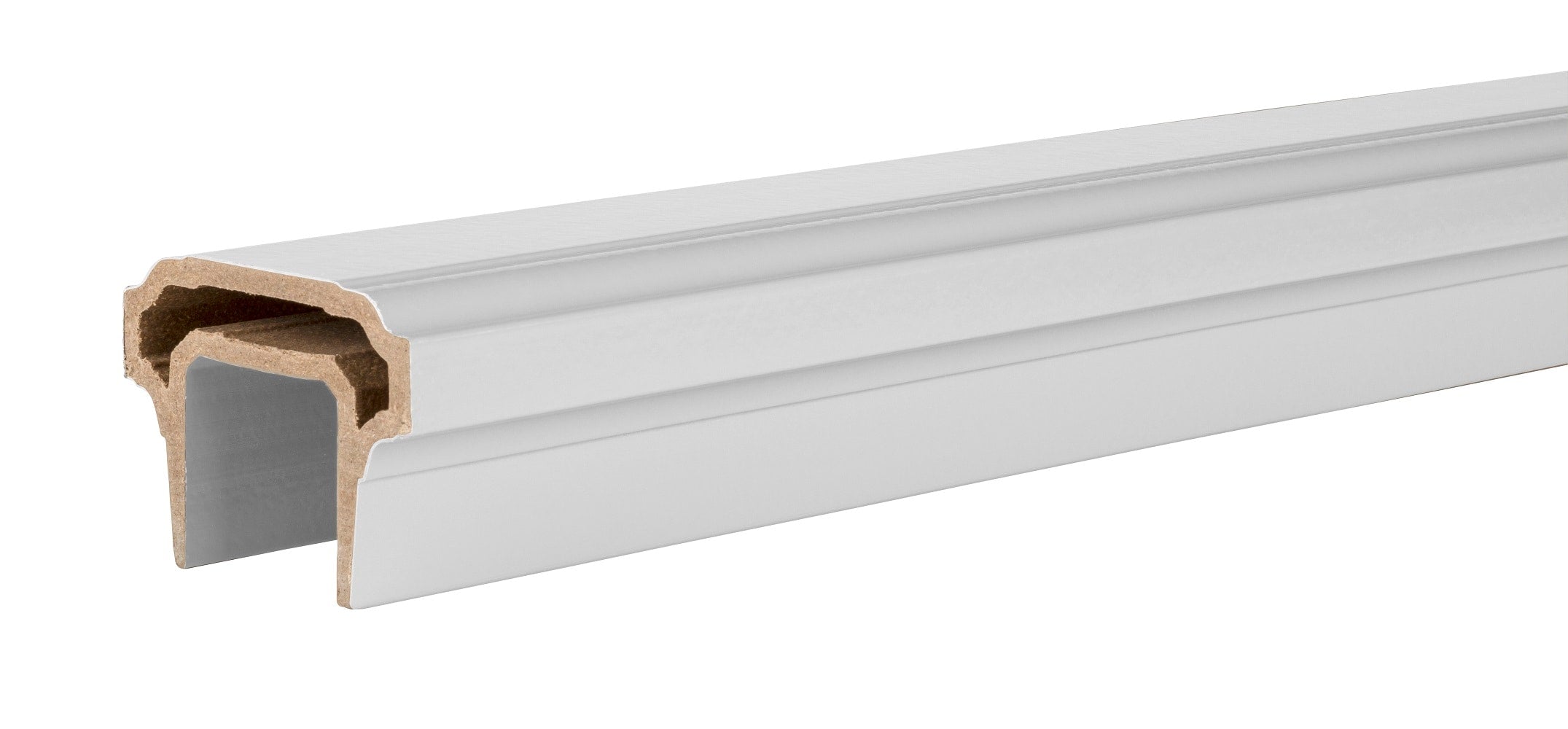 A single green leaf against a white background.