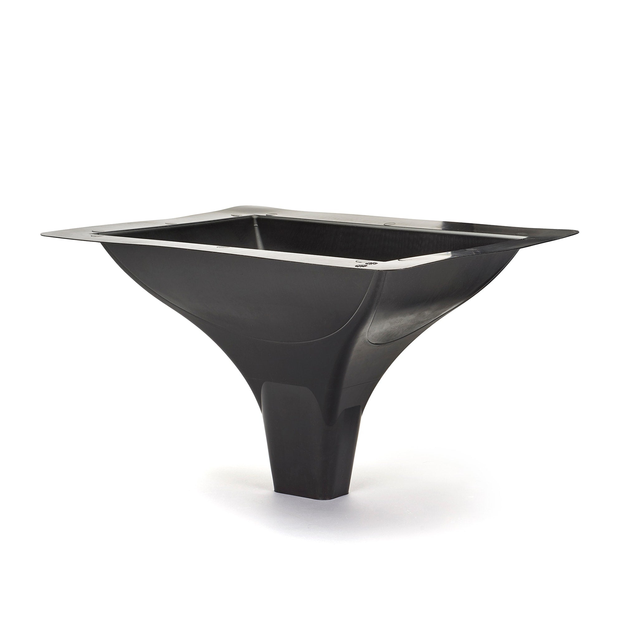 A single green leaf against a white background.