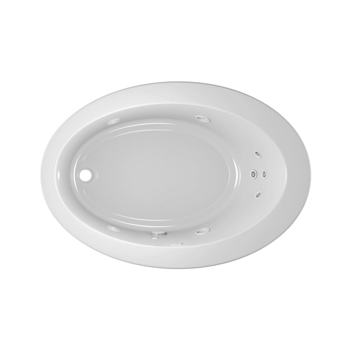 Jacuzzi Riva 62 in. x 43 in. Acrylic Left-Hand Drain Oval Drop-In Whirlpool Bathtub with Heater, White
