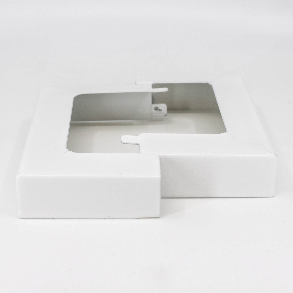 A single green leaf against a white background.