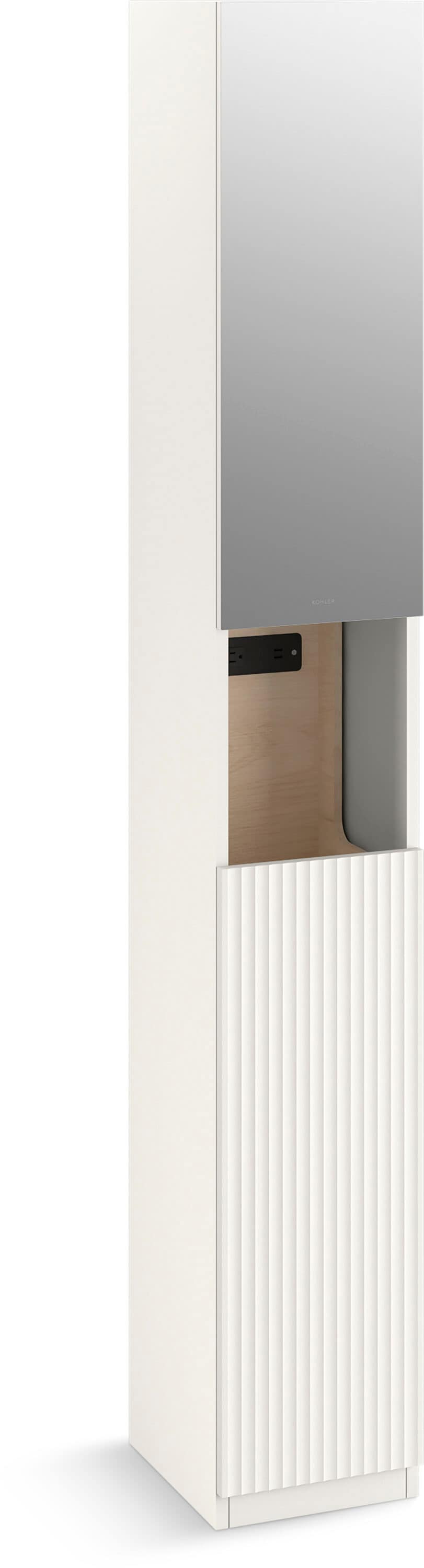 A single green leaf against a white background.