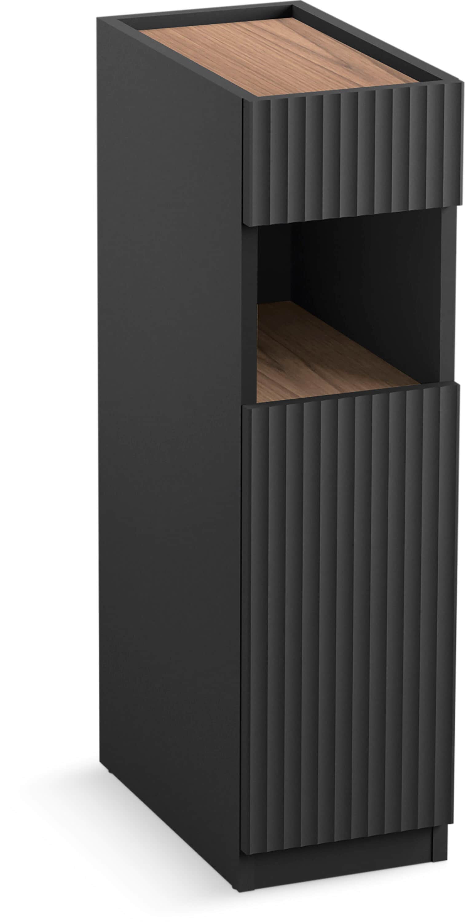 A single green leaf against a white background.