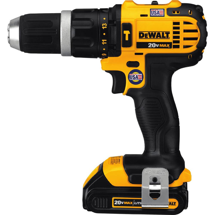 20-Volt MAX Lithium-Ion Cordless Compact Hammer Drill/Driver Kit with (2) Batteries 1.5Ah, Charger and Contractor Bag - Super Arbor