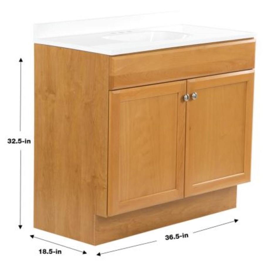 Project Source 36in Golden Single Sink Bathroom Vanity with White Cul