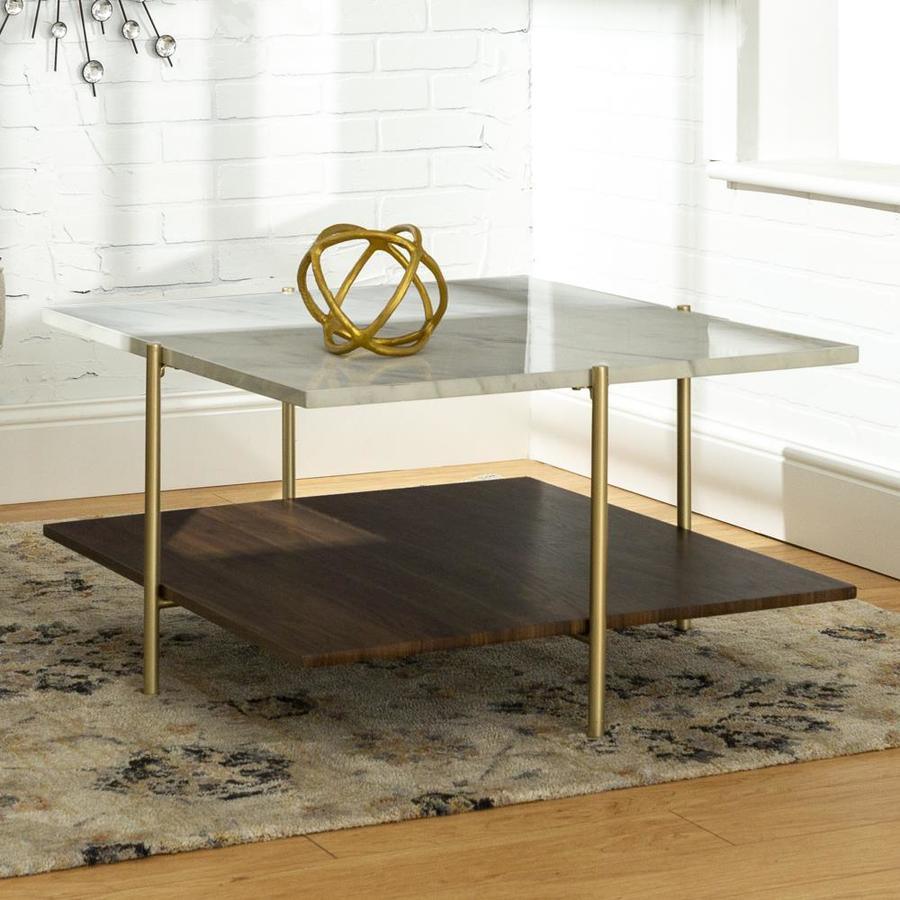 Walker Edison White Faux Marble Faux Marble Coffee Table – Super Arbor