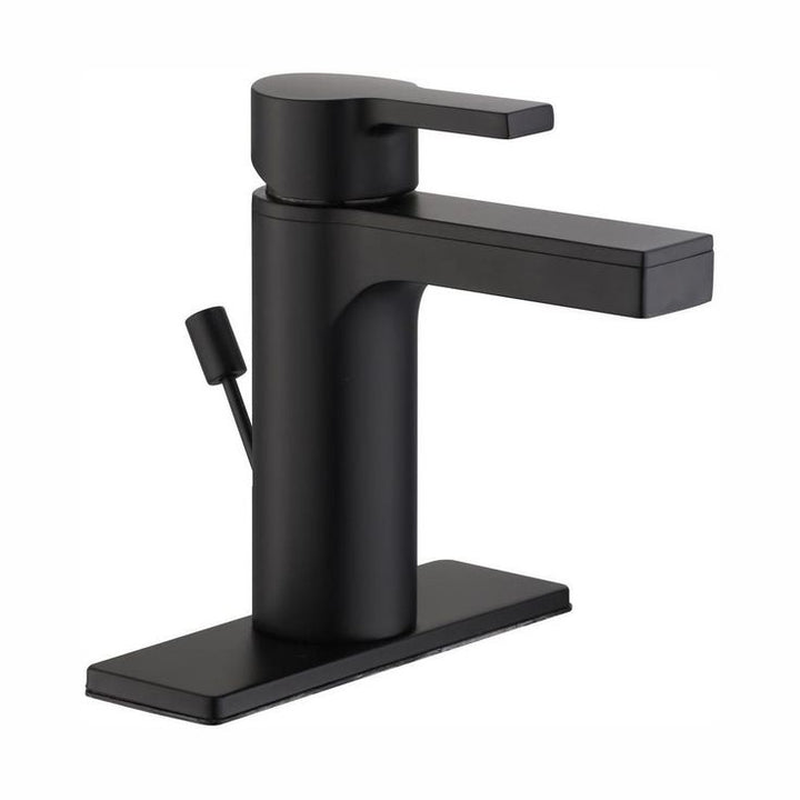 Modern Contemporary Single Hole Single-Handle Low-Arc Bathroom Faucet in Matte Black