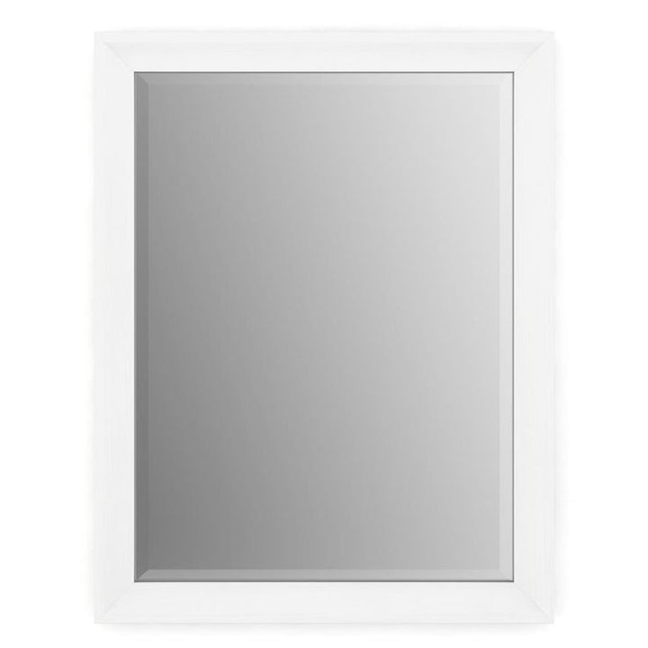23 in. W x 33 in. H (S2) Framed Rectangular Deluxe Glass Bathroom Vanity Mirror in Matte White
