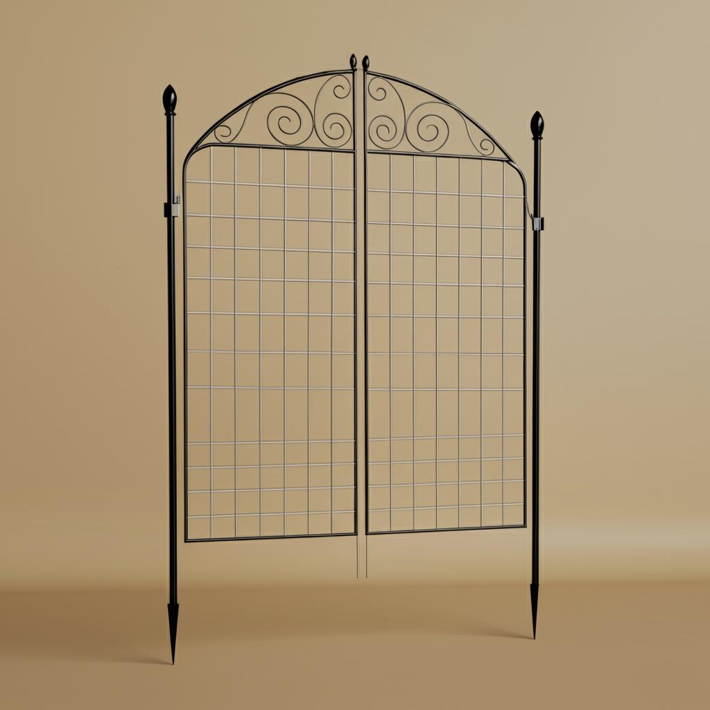 Vigoro Rockdale 41.9 in. H x 34.8 in. W Black Metal Garden Fence