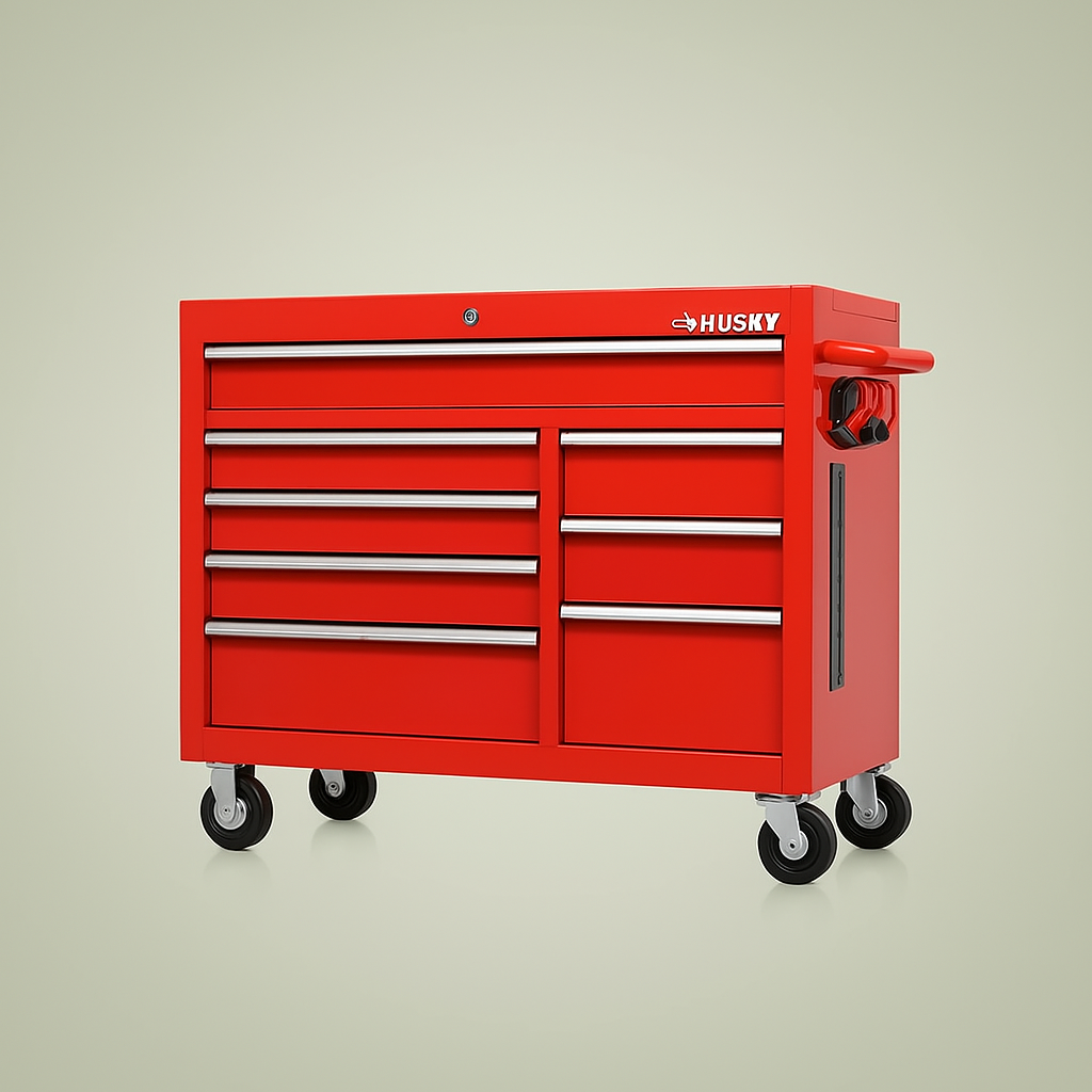 Husky 42 in. W x 18.1 in. D 8-Drawer Red Mobile Workbench Cabinet
