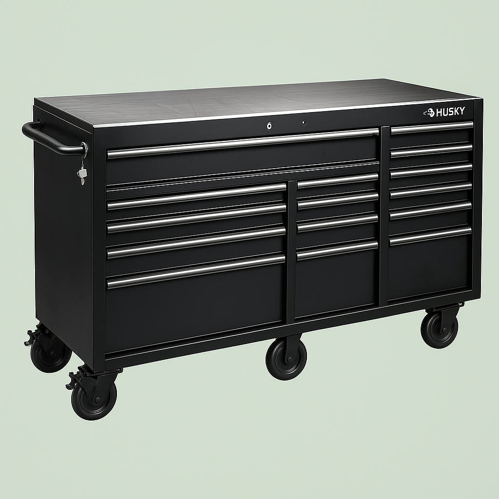 Husky 72 in. Heavy-Duty 15-Drawer Mobile Workbench Cabinet with