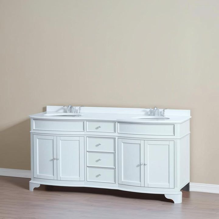 Home Decorators Collection Terryn 72-inch Double Sink Freestanding Bath Vanity in White with Engineered Stone Top