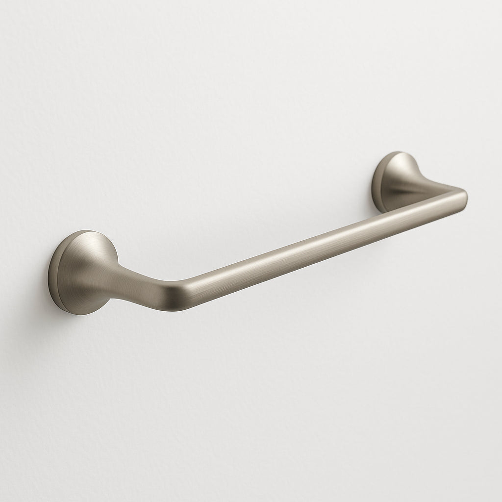 A single green leaf against a white background.