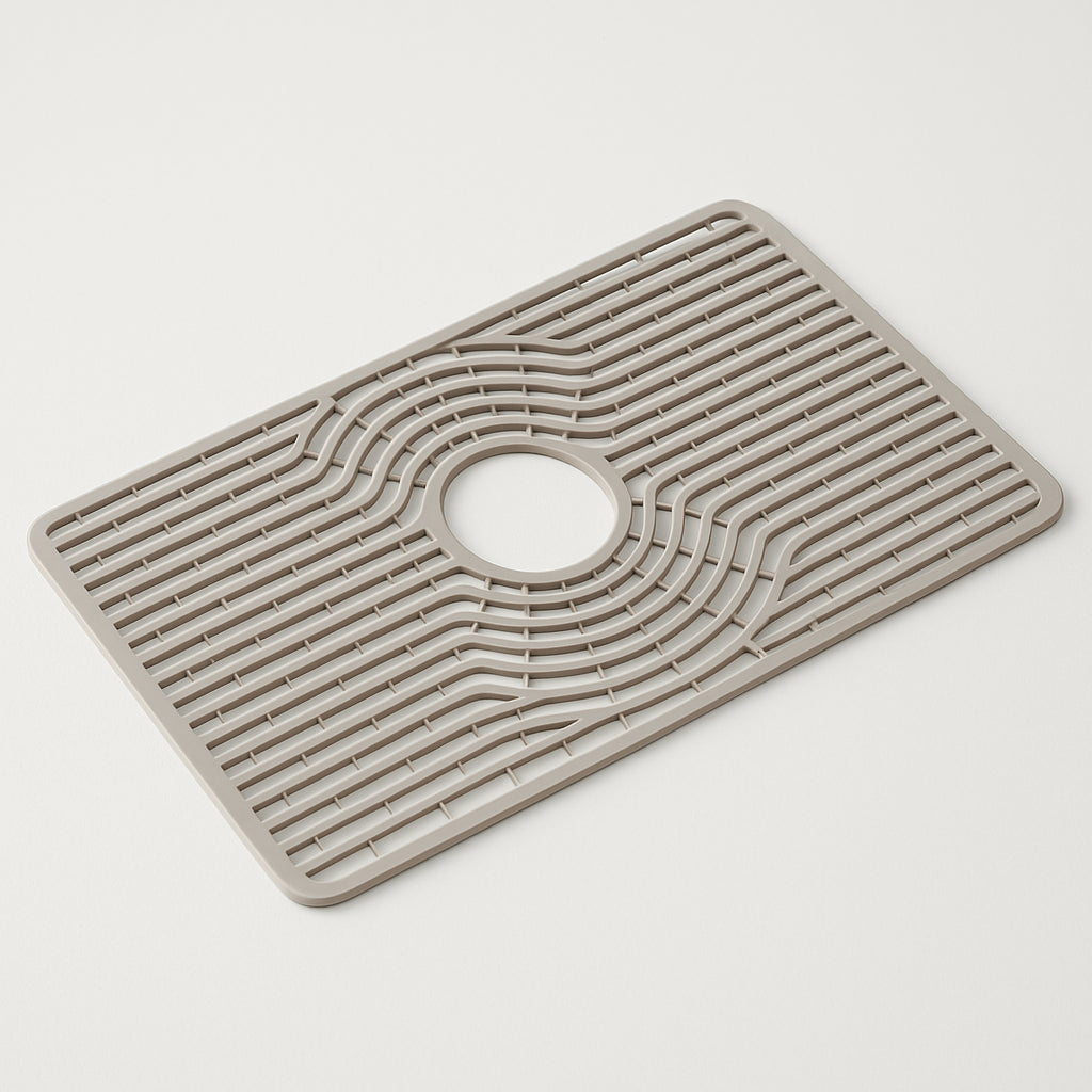 A single green leaf against a white background.