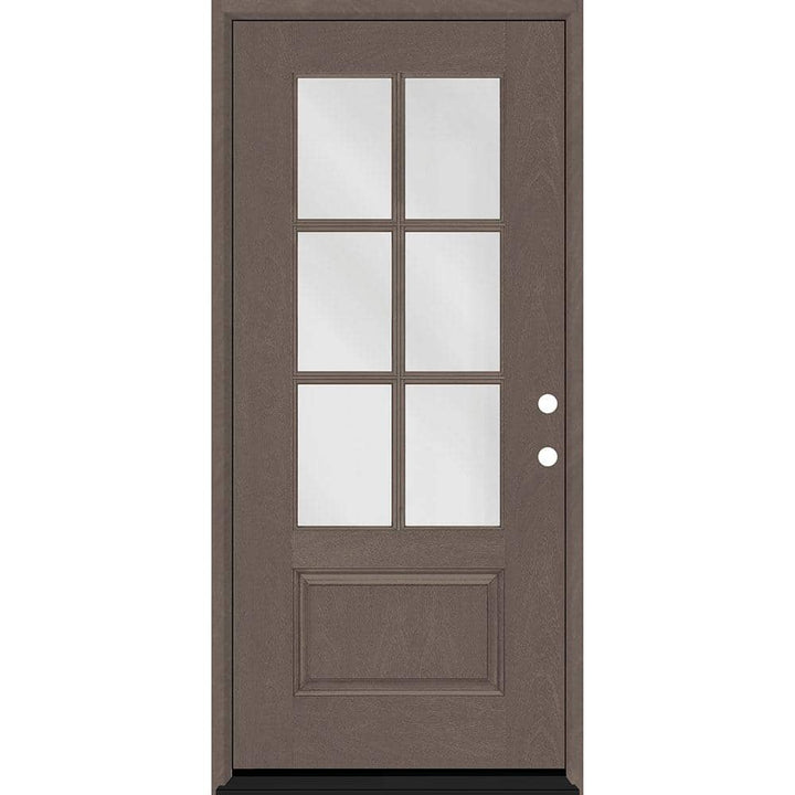 Steves & Sons Regency 36 in. x 80 in. 3/4-6 Lite Clear Glass LHIS Ashwood Stain Mahogany Fiberglass Prehung Front Door