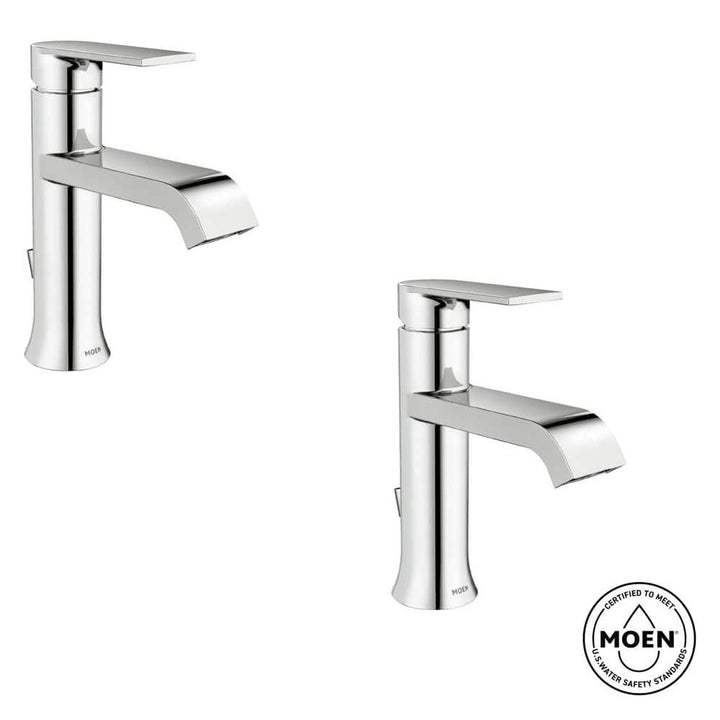 Moen Genta Single Hole Single-Handle Bathroom Faucet in Chrome with Drain Kit (2-Pack)