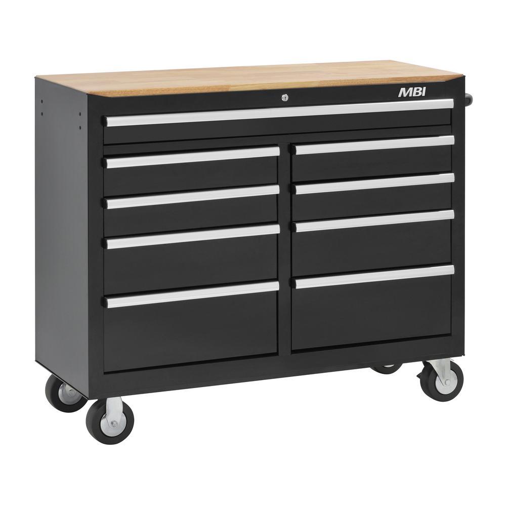 46 in. 9-Drawer Center Roller Cabinet Tool Chest in Black – Super