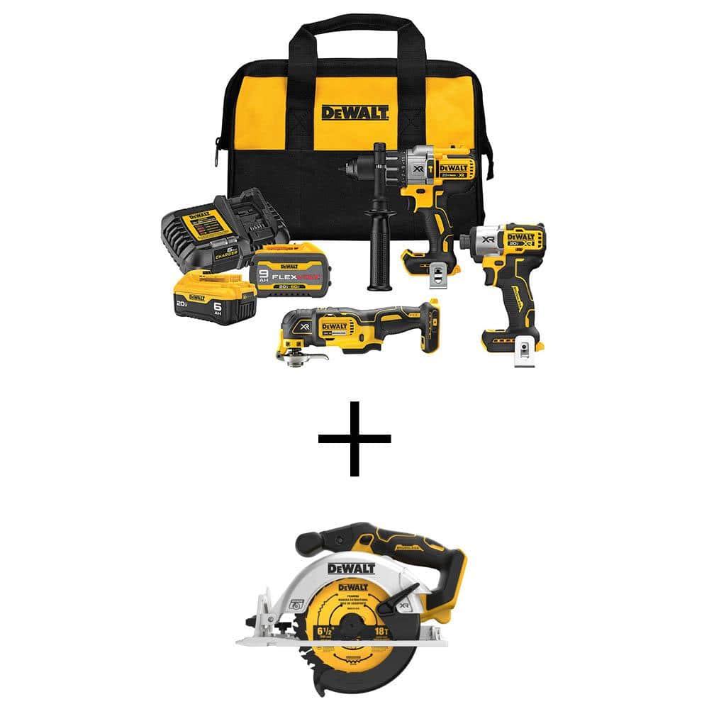 DEWALT 20V Lithium-Ion Cordless 3-Tool Combo Kit and 20V Circular Saw ...