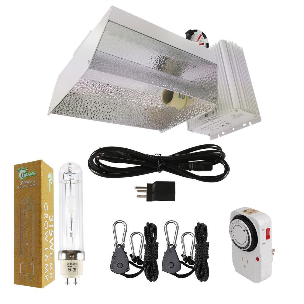 cmh grow light bulb Hydro Crunch 315-Watt Ceramic Metal Halide CMH Open Style Complete Grow Light System with Lamp
