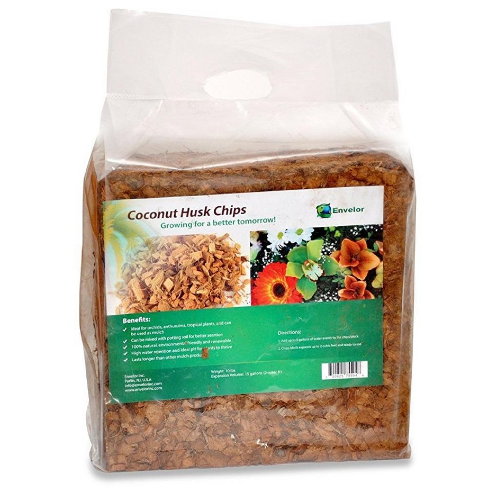 ENVELOR 10 lbs. Natural Coco Coir Husk Chips Coconut Coir Fiber Mulch –  Super Arbor