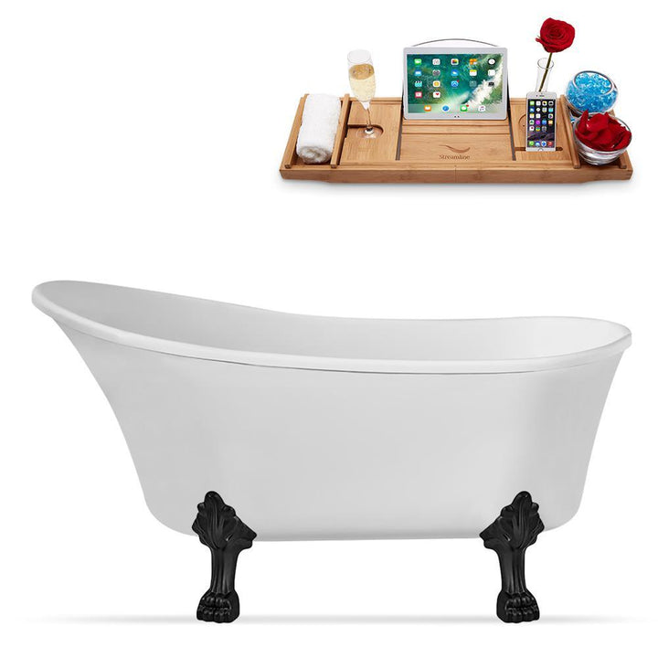 63 in. Acrylic Clawfoot Non-Whirlpool Bathtub in White - Super Arbor