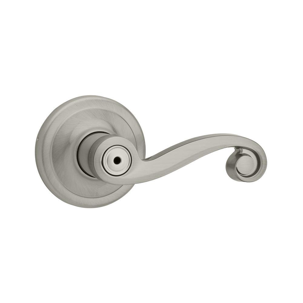 Lido Satin Nickel Privacy Bed/Bath Door Lever Featuring Microban