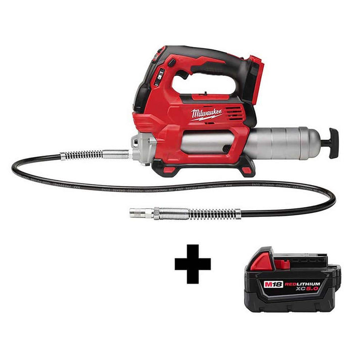 Milwaukee M18 18‑Volt Lithium‑Ion Cordless 2‑Speed Grease Gun with M18 Starter Kit (XC 5.0Ah Battery & Charger)