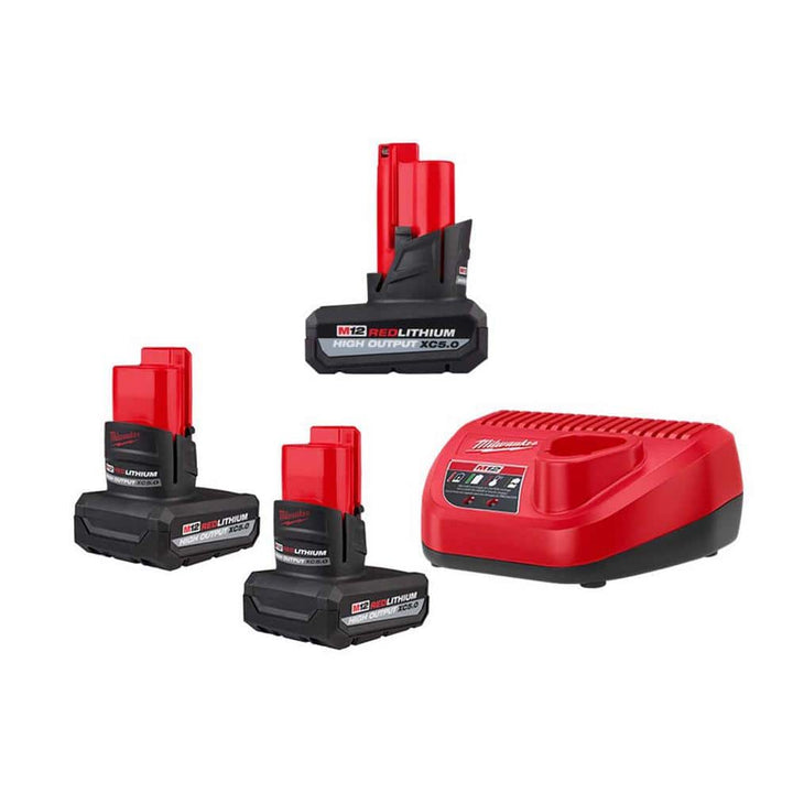 Milwaukee M12 12V REDLITHIUM HIGH OUTPUT XC5.0 Battery Pack w/ Band Saw Blade & Reamer Attachment (3-Pack)