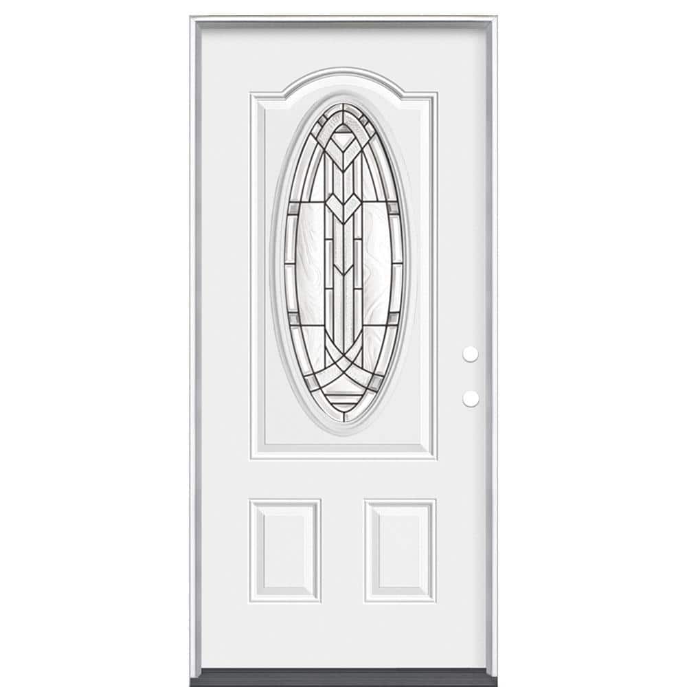 Masonite 36 in. x 80 in. Chatham 3/4 Oval-Lite Left Hand Inswing