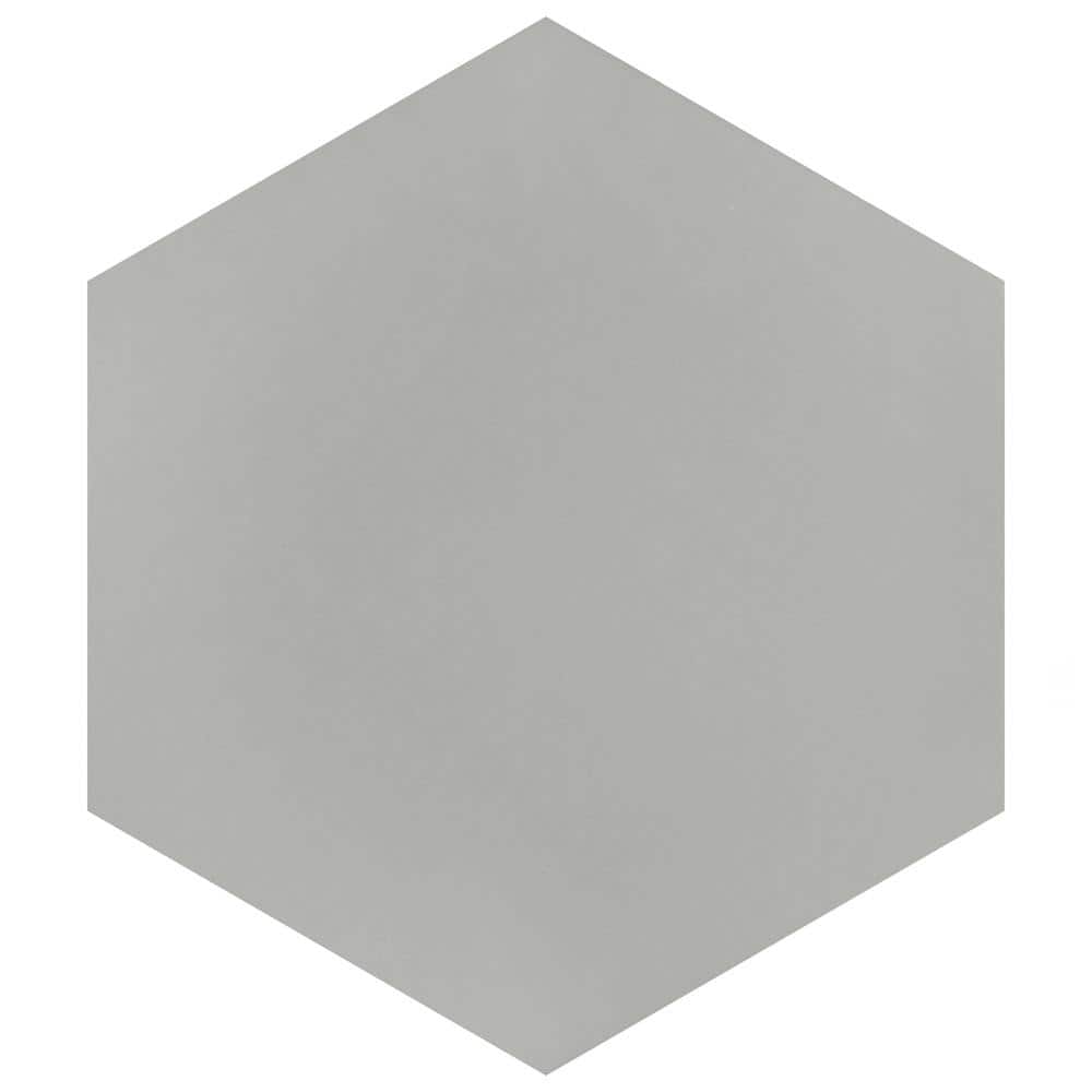 Merola Tile Textile Hex Silver 8-5/8 in. x 9-7/8 in. Porcelain Floor a ...