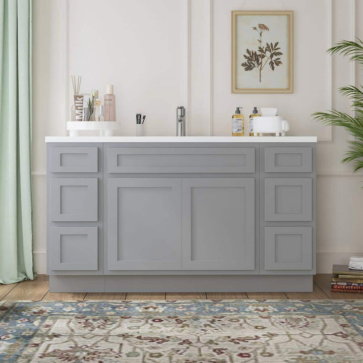 Vanity Art 63 in. W x 21 in. D x 32.5 in. H Bath Vanity Cabinet without Top in Gray