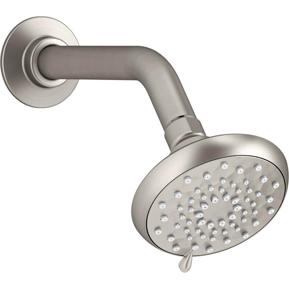 Kohler Awaken Regen-Duschkopf, Gebürstetes Nickel – Mit MasterClean, Verstellbarem Gelenk, 1,75 L/min