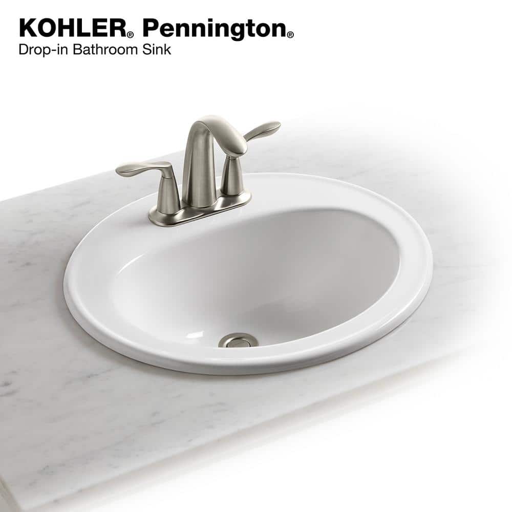 KOHLER Pennington 20-1/4 in. Oval Top-Mount Vitreous China Bathroom Si ...