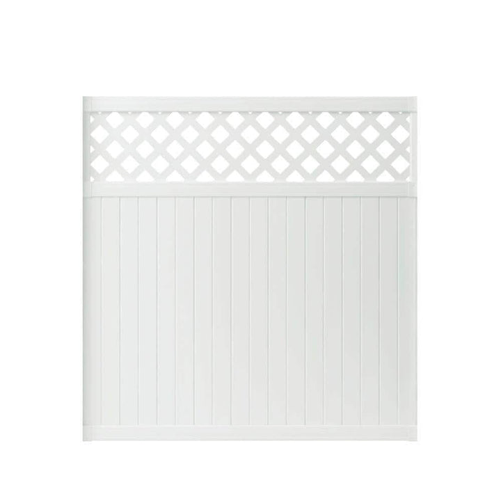 Veranda Lewiston 6 ft. x 6 ft. White Vinyl Lattice Top Fence Panel