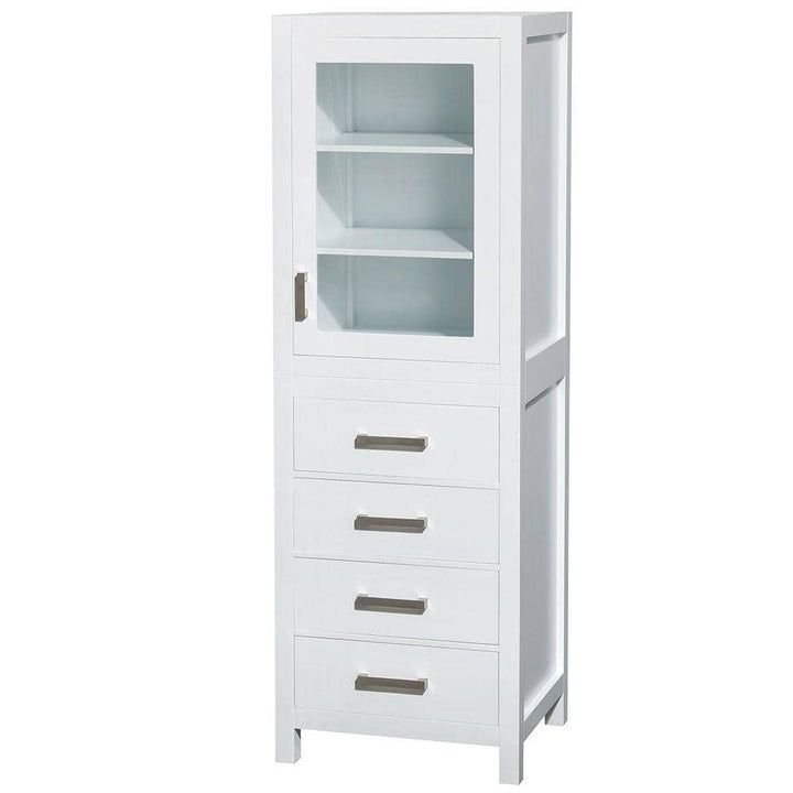 Wyndham Collection Sheffield Bathroom Linen Storage Tower Cabinet, White, 24x71.25x20