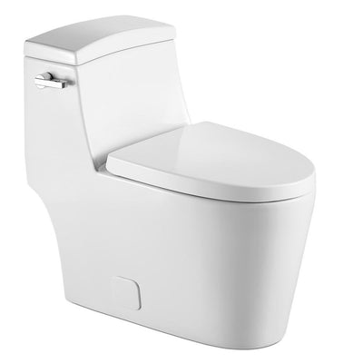 Modern White Round Ceramic Toilet 1.28 GPF Toilet 360 Vortex Flush Technology and Left Joystick White Toilet One Piece - Super Arbor