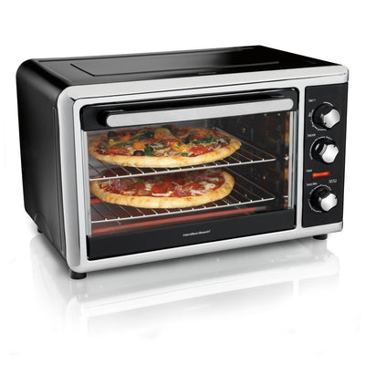 Countertop Toaster Oven Black with Convection and Rotisserie - Super Arbor