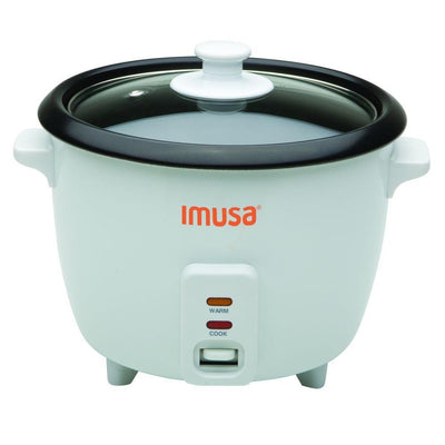 3-Cup Non-Stick White Rice Cooker with Non-Stick Cooking Pot - Super Arbor