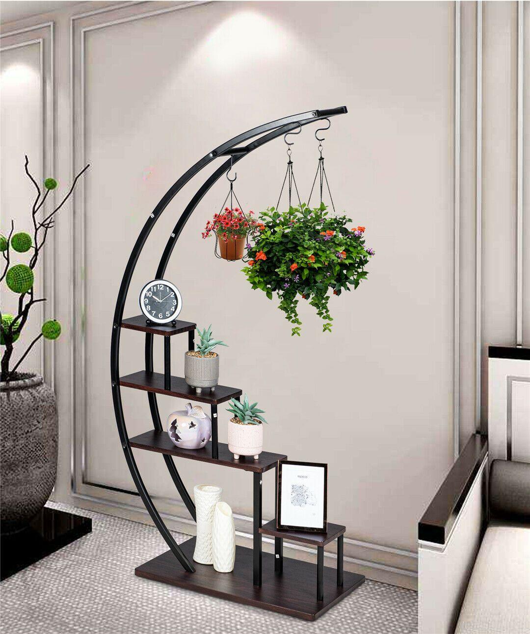 curved indoor plant stand GDLF 5 Tier Metal Plant Stand Indoor Curved Display Shelf Garden Patio –  Super Arbor