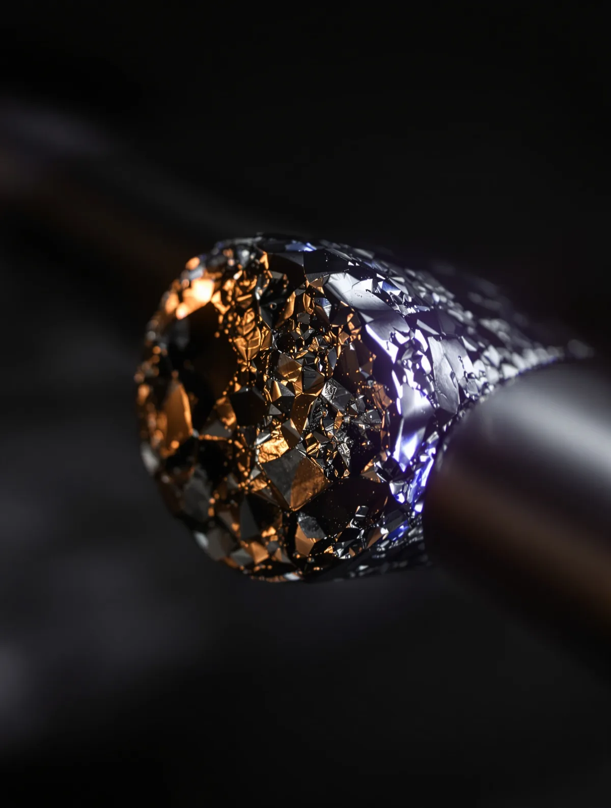 Stylized macro rendering of a sacrificial anode rod, pitted metal telling the corrosion story